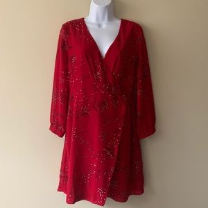 Madewell hazelwood faux wrap dress red size 8
